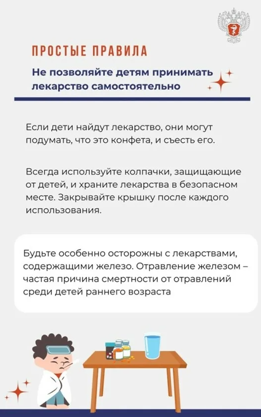 Не позволяйте детям принимать лекарство самостоятельно